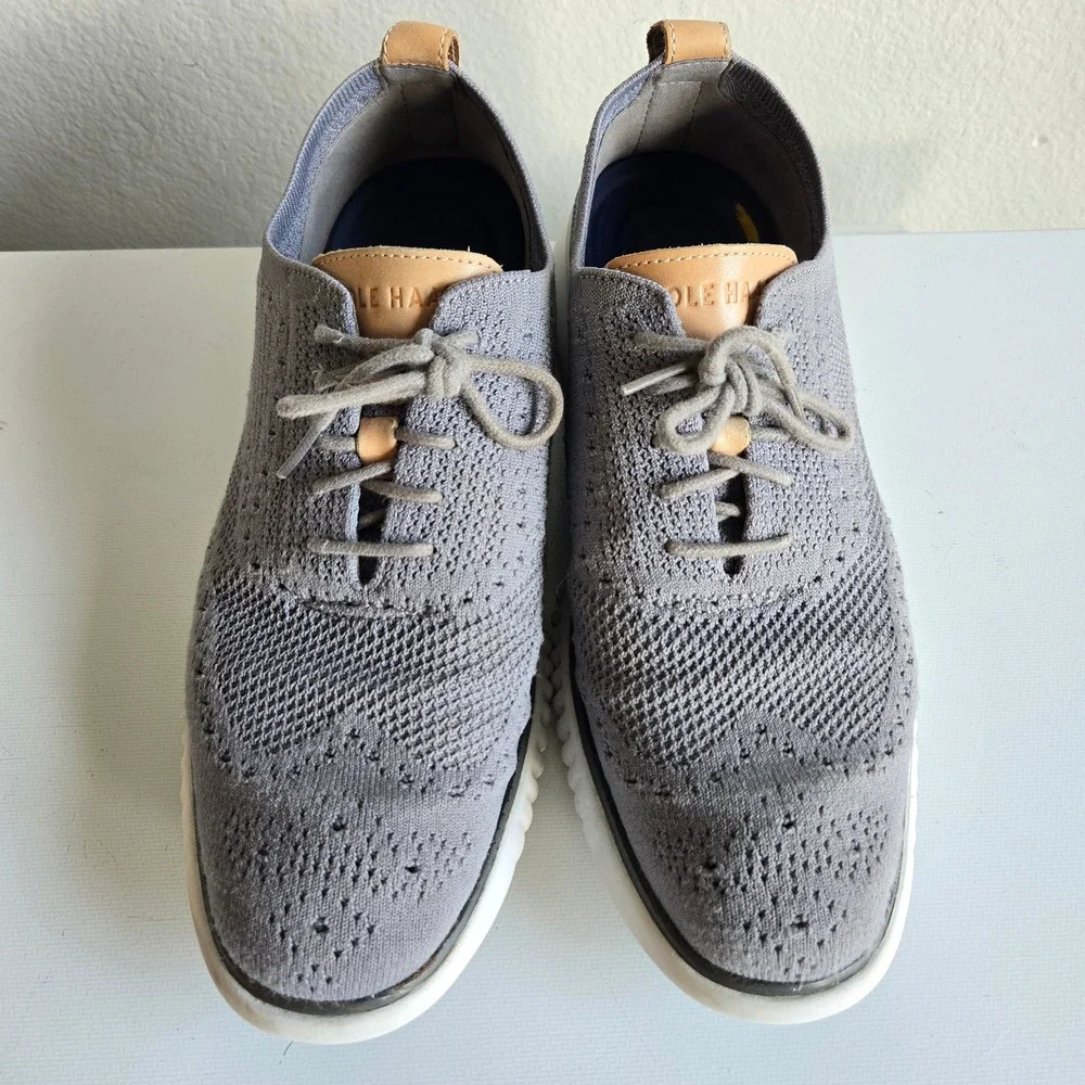 Cole Haan 2.Zerogrand Stitchlite Wingtip Oxford Grey Knit‎ Mens 9M C27947